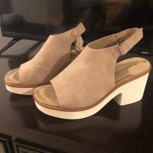 Tan clog heels
